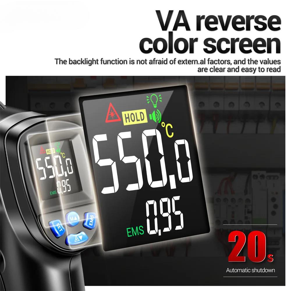 TH104 Infrared Thermometer Laser Temperature Meter -50~550℃ Non-contact Tempetature Gun with VA Reverse Display Screen