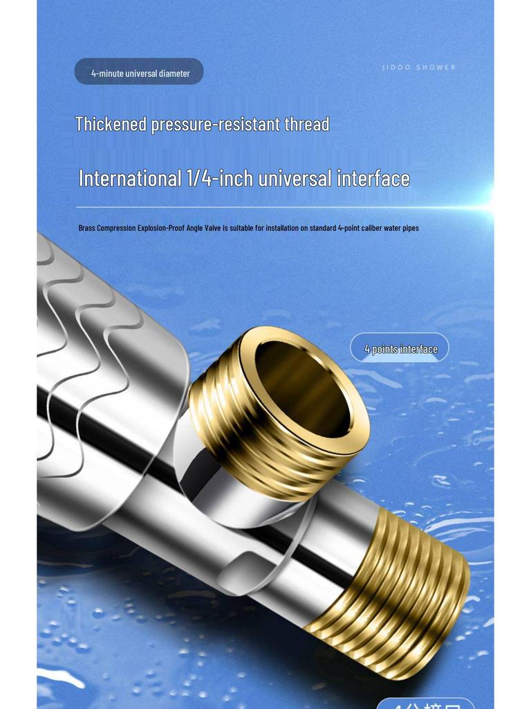Universal All-Copper Dual Outlet Angle Valve for Household Hot/Cold Water Systems