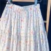 Japanese Mori Girl Spring Summer Women Midi Skirt Elastic Waist Colorful Floral Sweet Skirt Elegant Feminine Ladies' Pretty Skirt