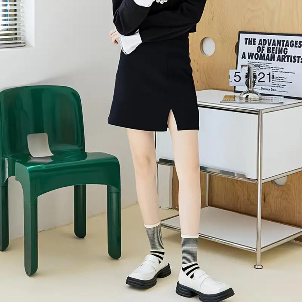 5 Paires Femmes Chaussettes Mi-Tubes Rayées Color Block Mode Rayures Horizontales Confortables Respirantes Décontractées Chaussettes Col Rond