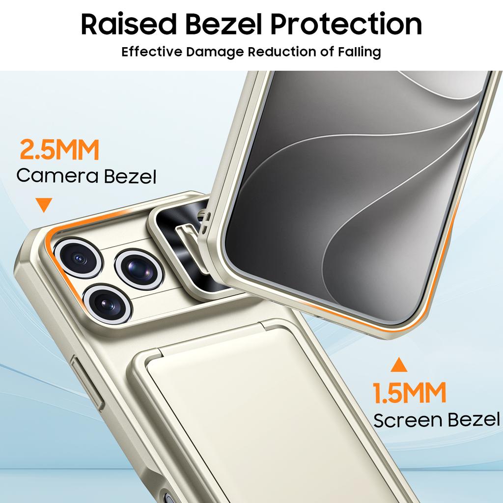 RFID Blocking Wallet Case with Card Holder Sliding Camera Cover and Kickstand for iPhone 18 Pro Max iPhone 17 Pro Max-Titanium
