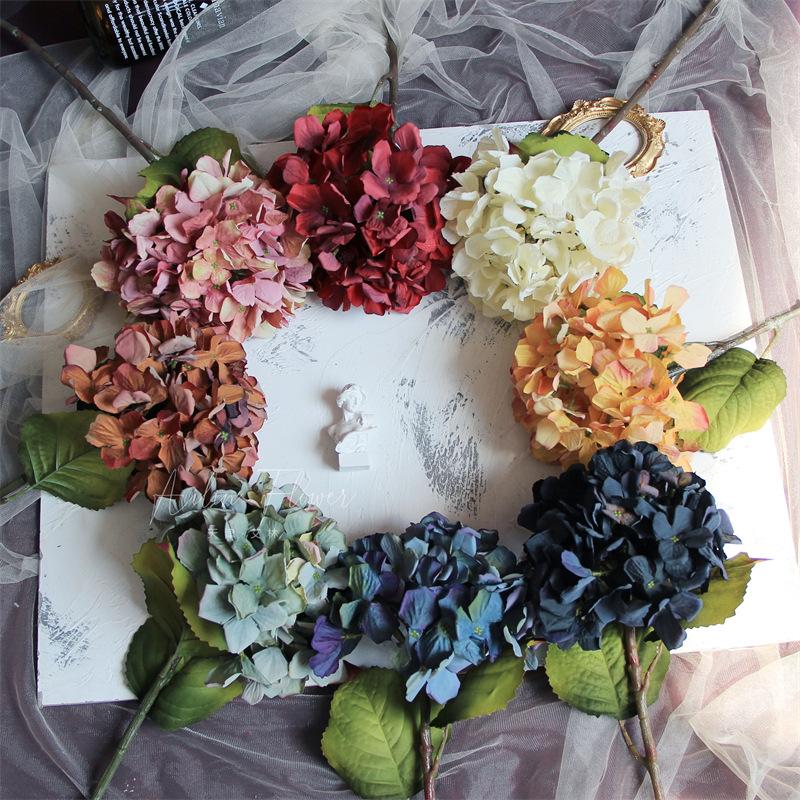 1 Bundle Wedding Decor Artificial Flowers Autumn Silk Hydrangea Vase for Christmas Home Decorative Bridal Bouquet Wall Set Cheap