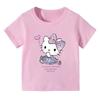 2026 Hello Kitty Pure Printed Childrens New Fashionable and Comfortable and Loose Childrens and Parents Clothing Tshirt