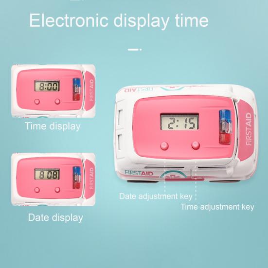 2-in-1 Mini Cartoon Car Analog Electronic Watch Ambulance City Truck Engineering Car Interactive Toy Lovely Children Mini Car Pull Back Toy
