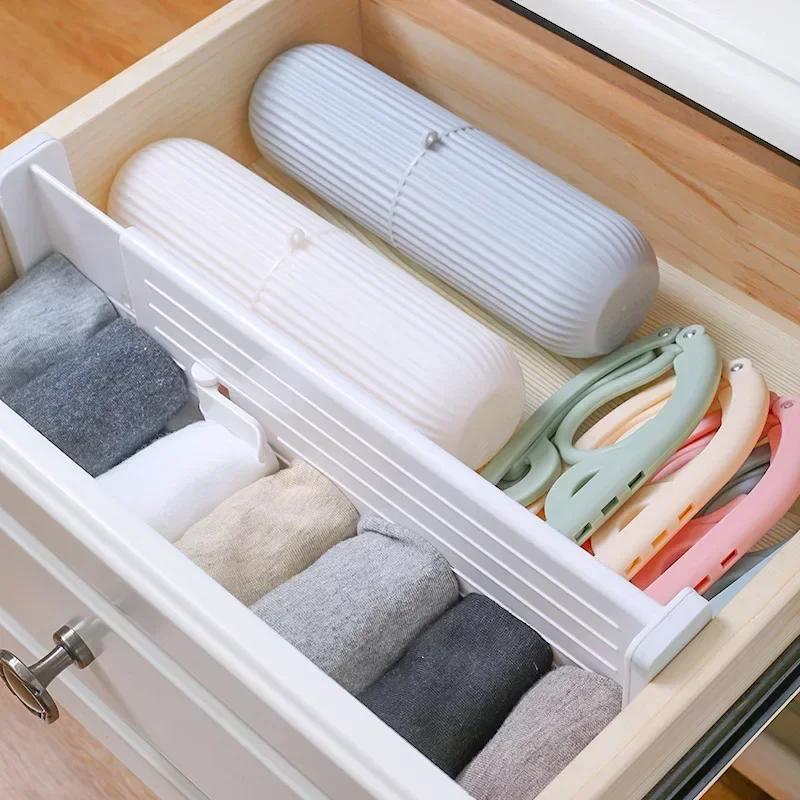 4pcs Drawer Dividers Adjustable Kitchen Expansion Contraction Chest of Drawers Organizer Storage Cabinet Organizer Storage Box