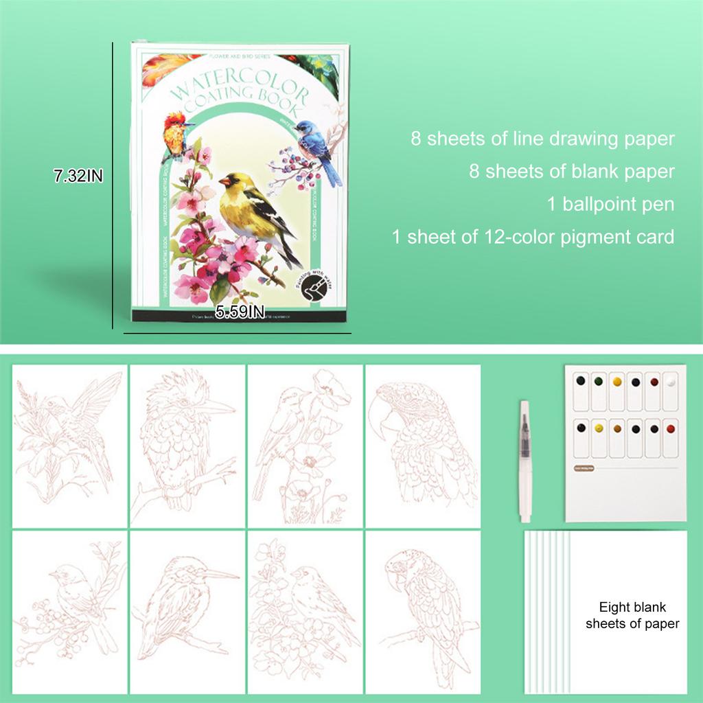 Watercolor Painting Set with 12 Colors Paint Cakes and Brush Watercolor Workbook for Adults Beginners Art Supplies Better Gifts