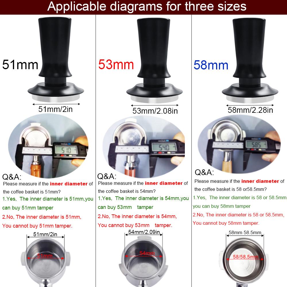 51/53/58mm Espresso Tamper, 5Pcs/Set Coffee Tampers Tools with WDT Stirrer Tool, Puck Screen, Dosing Funnel, Cleaning Brush