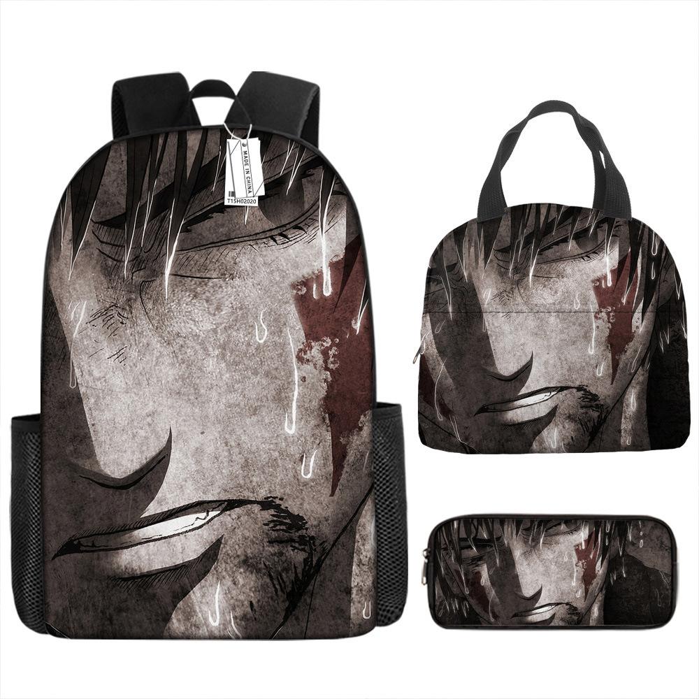 Naruto Schoolbag Elementary School Boys Large Capacity Schoolbag Lunch Bag Pencil Case Three-piece Set