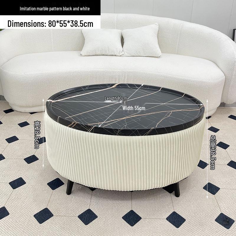 Stylish Compact Storage Combo: Round Coffee Table & Sofa Side Table Set