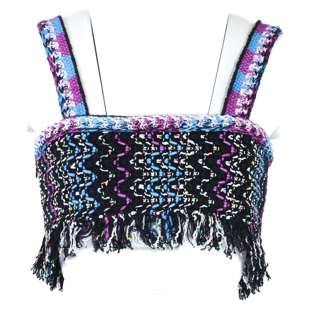 CHANEL [Good condition/Domestic regular] P70458K10051 CC Logos plate tweed bustier/ tops 34 Black / multicolorUsed