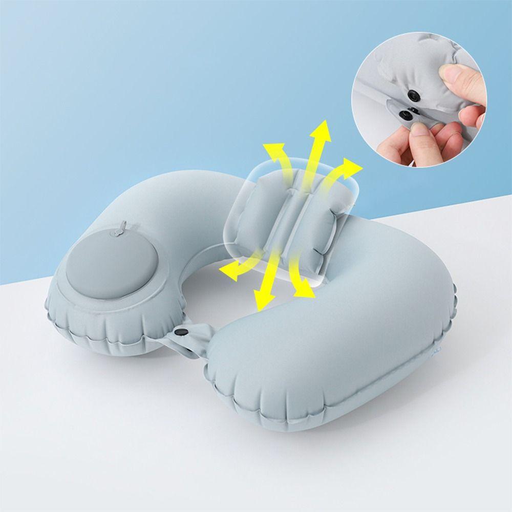 

Stowable Neck Pillows with High Back Support Inflatable Travel Pillow Inflatable U-shaped Pillow зелений