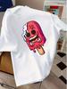 Streetwear Unisexs White Crew Neck T Shirt Creepy Melting Red Popsicle Cartoon Graphic Soft Cotton Short Sleeve Summer Daily Tops