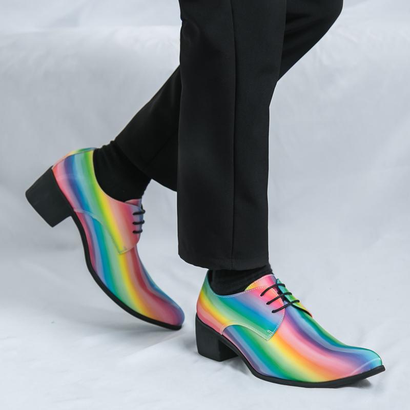 Party Dress Leather Shoes Men Colour Business Wedding Shoes For Man Clubs Formal Shoes High Heel Height Increasing Shoes