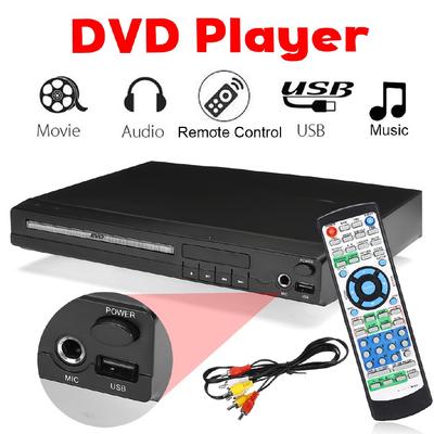 100-240V 50-60Hz DVD Player Compact Multi Region Free Full HD Mic USB Port With Remote Control Black Plastic EU
