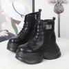 Fashion 12CM Microfiber Genuine Ankle Booties Chimney Shoes Genuine Leather Zipper Boots Women Autumn Motorcycle Spring Fashion