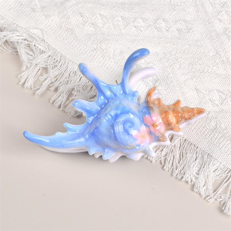2025 UV Printed Conch Claw Clip: Summer Ocean Hair Accessory for Updo