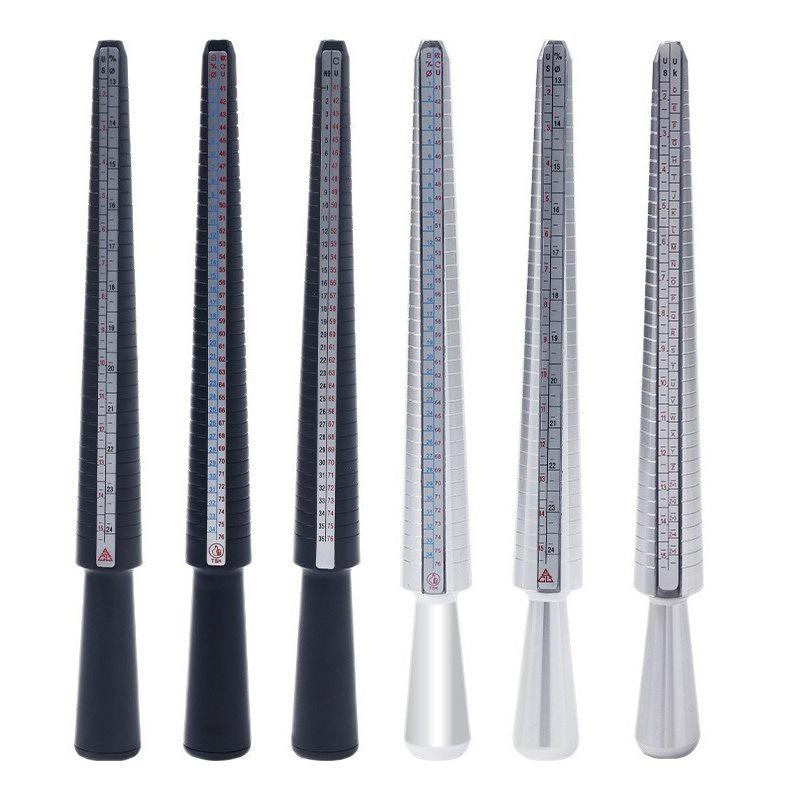 Aluminum Ring Sizer Stick: US/EU/FR Size Conversion, Finger Circumference Measuring Tool