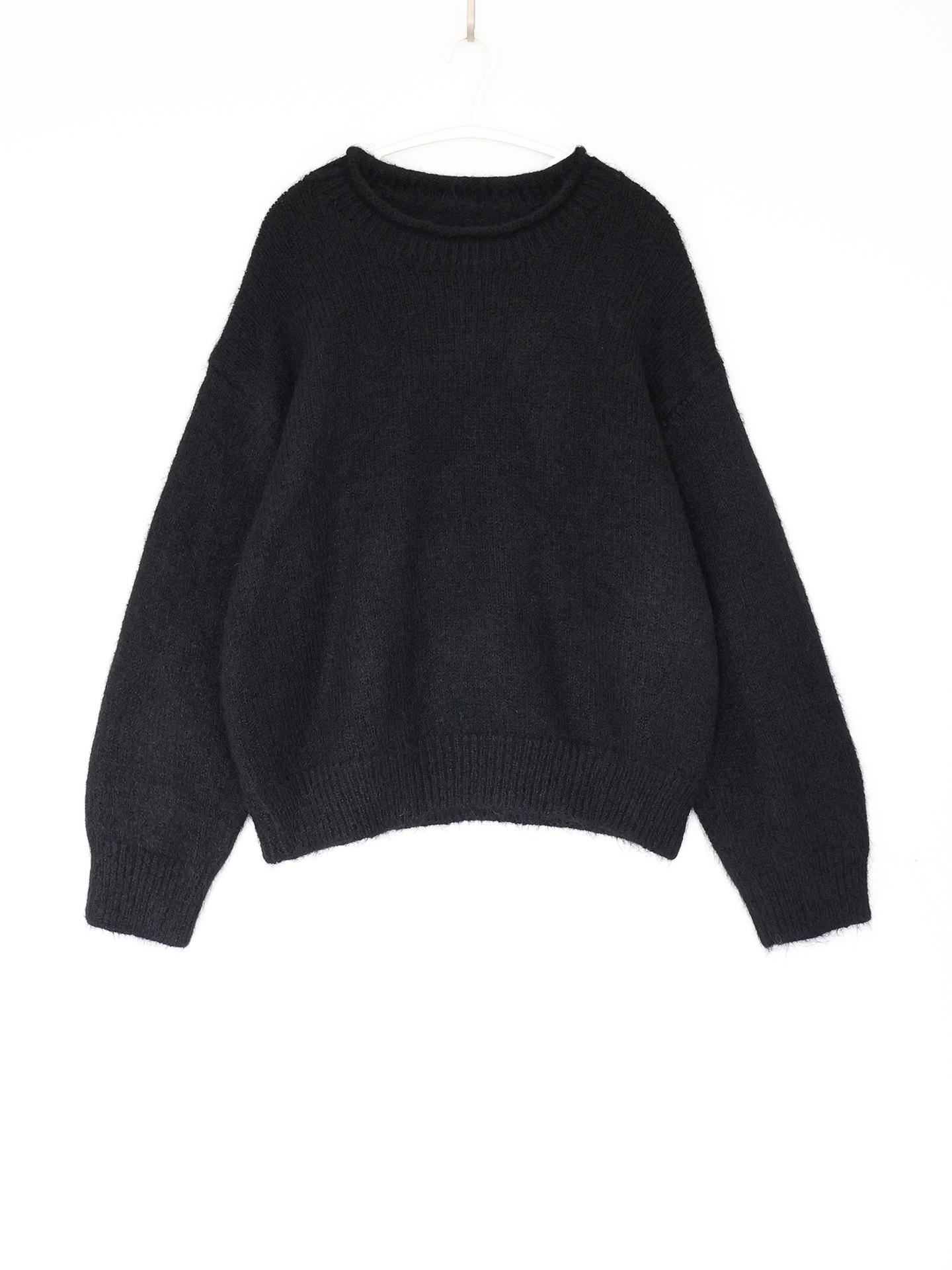 

Plus Size Women s Retro Rolled Hem Multi-color Loose Fit Sweater XL (60-90 kg) чорний