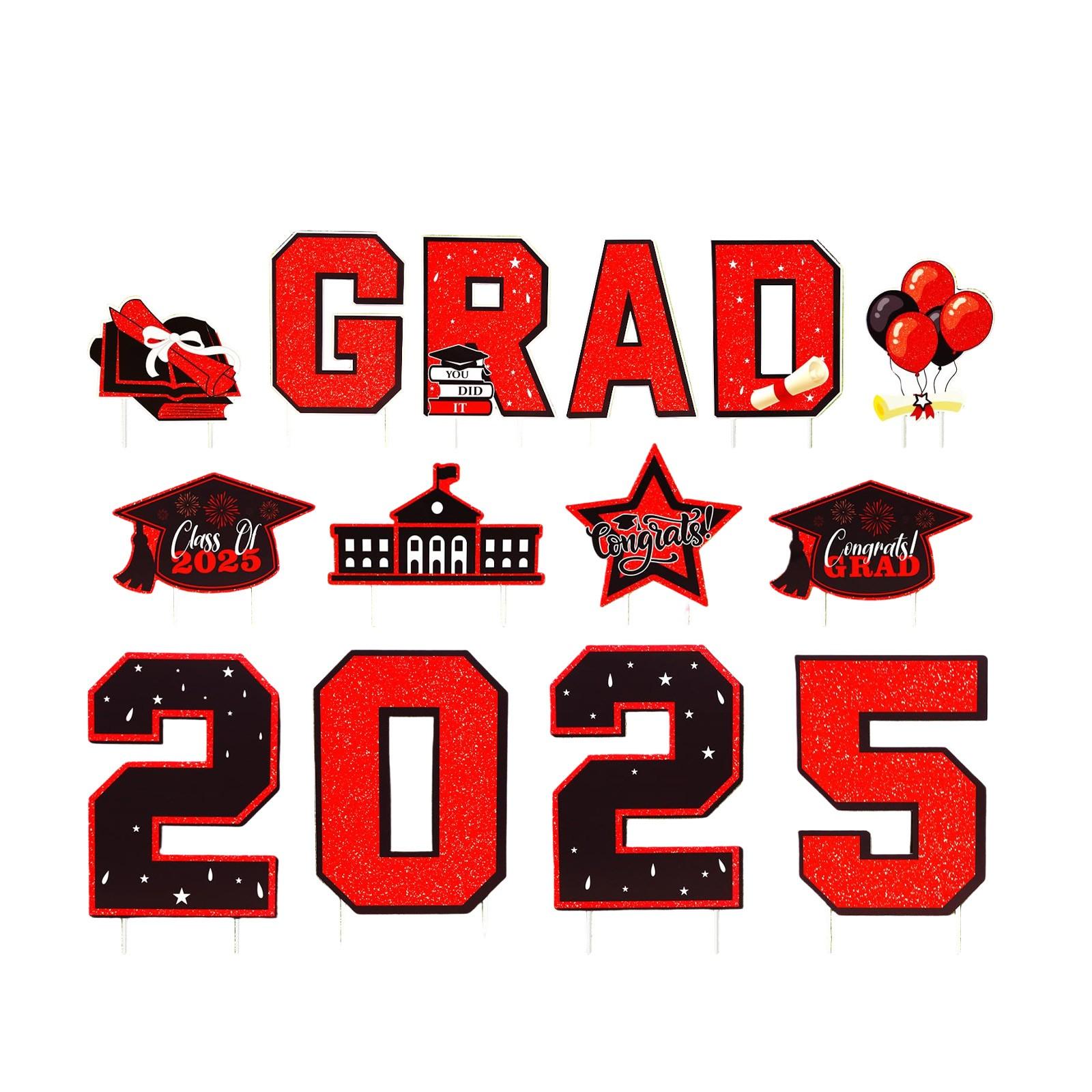 

14 шт. Выпускные знаки двора, выпускные украшения с уличным колышками One Size