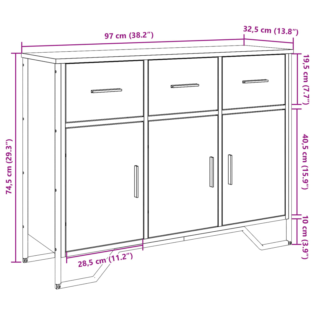 Sideboard Black 97 x 32.5 x 74.5 cm Particleboard