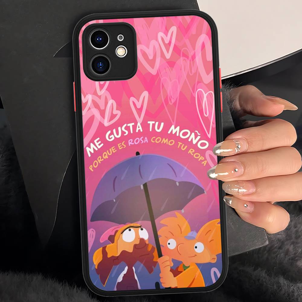 H-Hey A-Arnold Helga Bonito Matte Protective Case For IPhone 16 15 14 13 12 11 Pro Max X XS MAX Protection Case