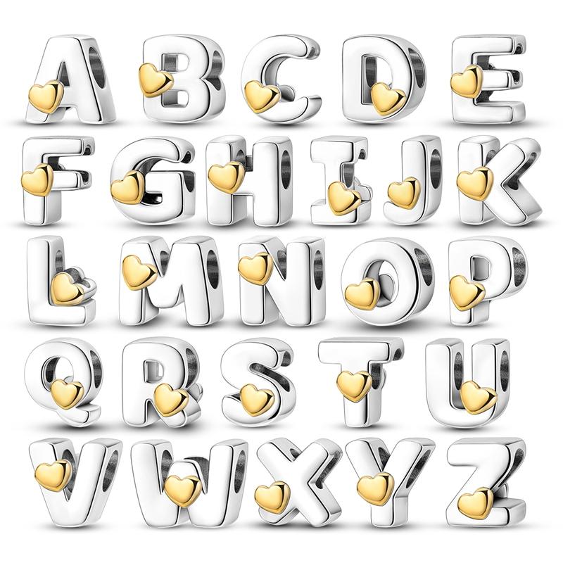 Copper Charms Beads 26 Letters A-Z Alphabet For Women Fit Necklace Bracelets Diy Making Fine Jewelry