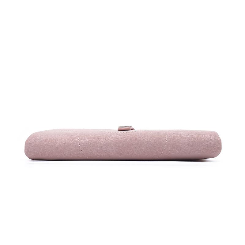 New women's long wallet, two fold, simple buckle solid color multi card handheld phone bag, zipper portable