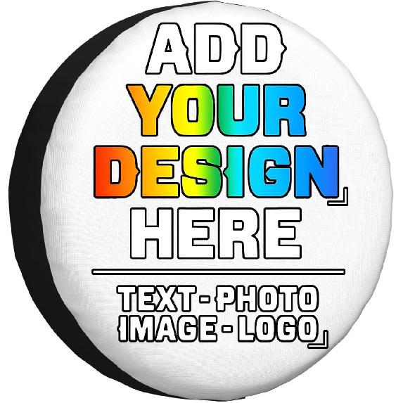 

Custom Spare Tire Cover Personalized Your Photo Logo Name Customized Tire Cover Waterproof Dust-Proof Most Vehicles Wheel Tire Protectors for Trailer 14 inch білий