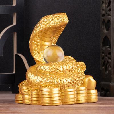 Year Of The Snake Figurine Simulation Snakes Ornaments Animal Resin Statue Chinese Style Tabletop Lucky