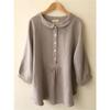Korean Doll Neck Single Breasted Half Open Shirt Women Sweet Style Solid Color Sleeve Blouse