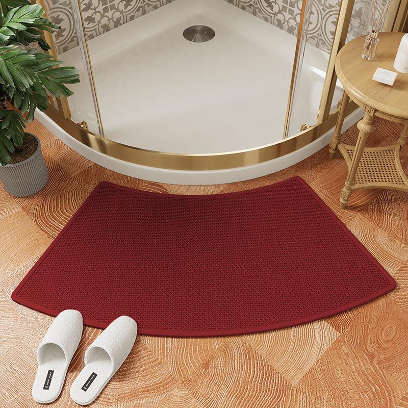 Oblouková lněná koupelnová předložka - Protiskluzová sprchová rohož, Ručně tkaná rychleschnoucí podložka do koupelny s gumovým podkladem, Lze prát v pračce
