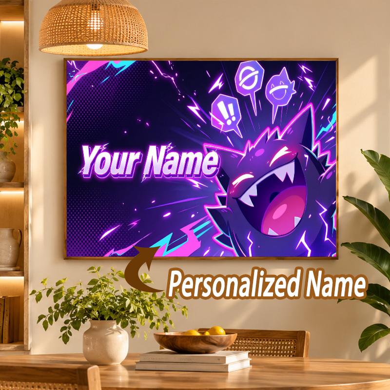 Gengar Custom Name Diamond Painting Personalized 5D Full Drill DIY Diamond Art Home Decor