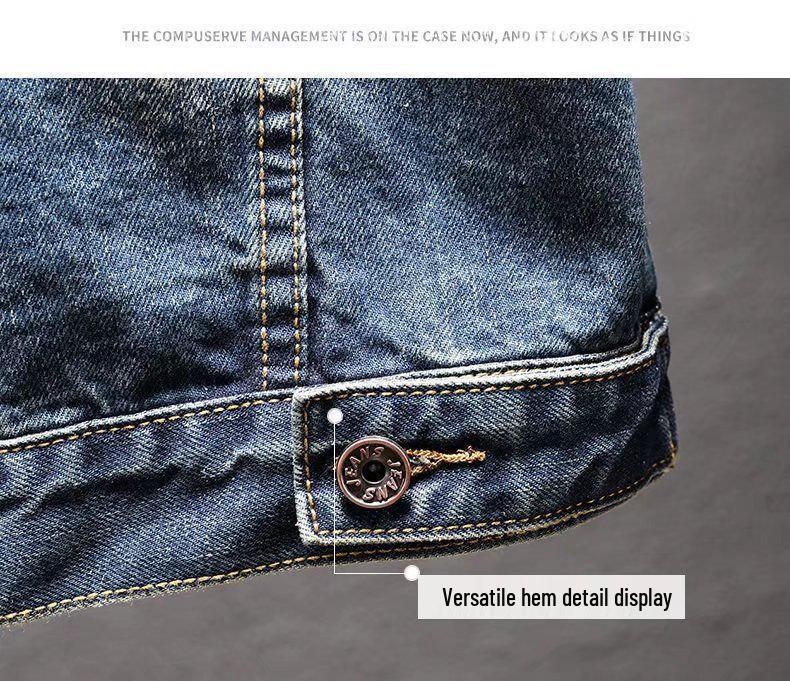 Men's Korean Style Embroidered Denim Jacket - Trendy, Loose, Casual for Spring and Autumn.