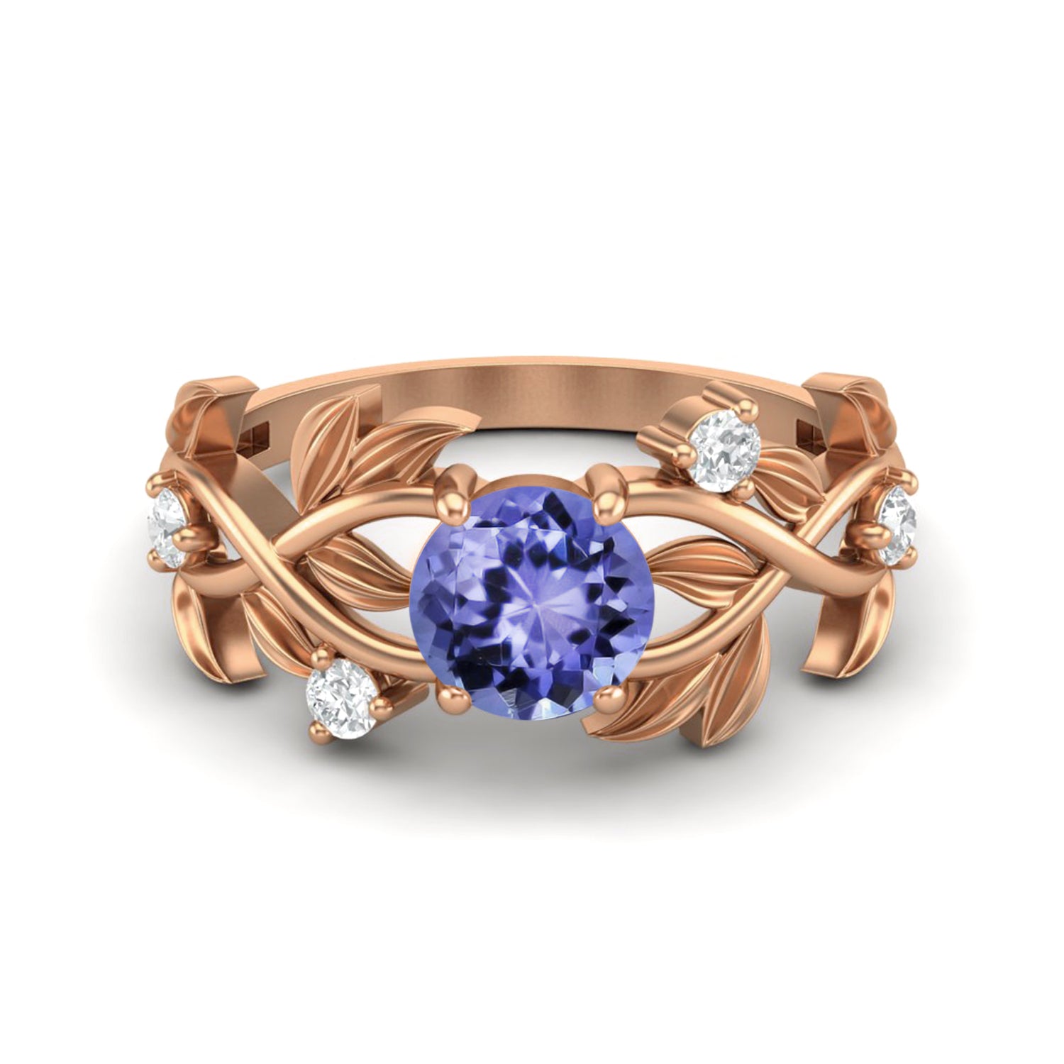 

6MM Round Tanzanite Gemstone 925 Sterling Silver Rose Plated Solitaire Ring 10 Яскраво-рожевий