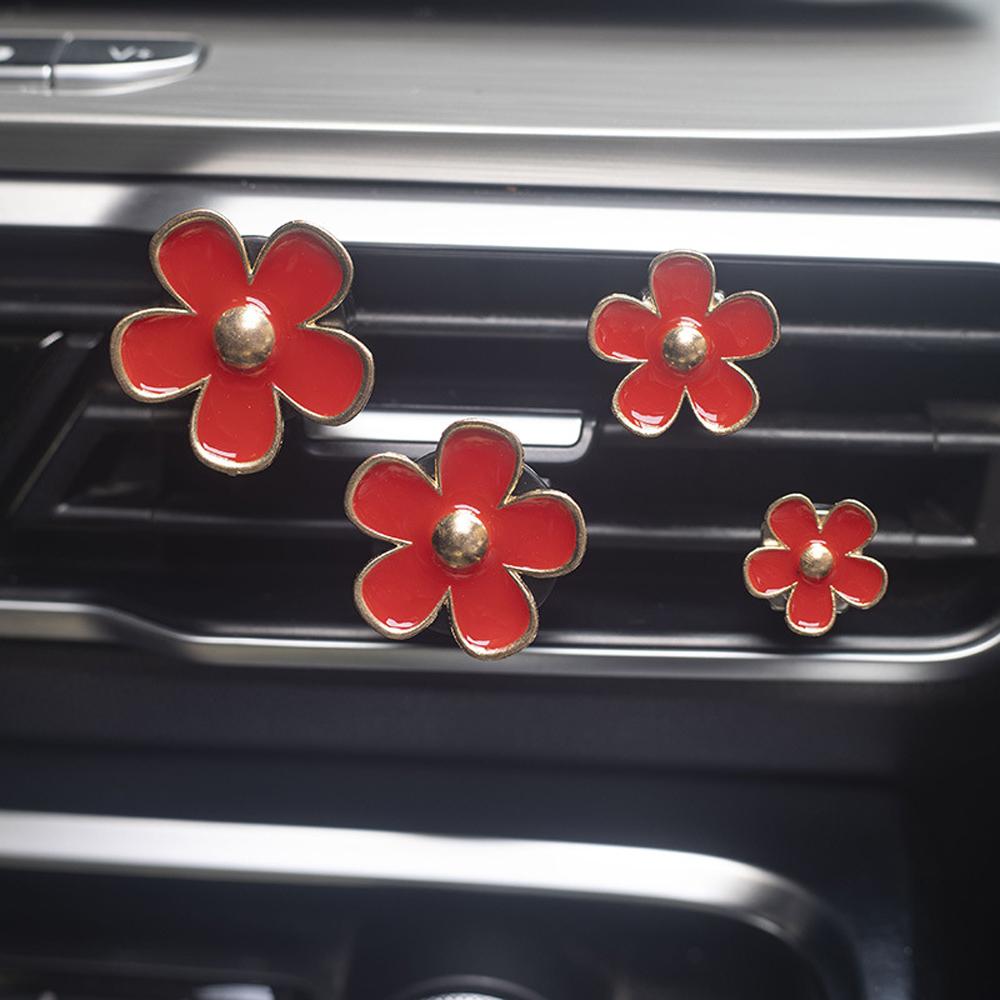 4-piece Alloy Daisy Flower Car Perfume Clip Car Air Conditioner Air Outlet Aromatherapy Air Relieving Agent