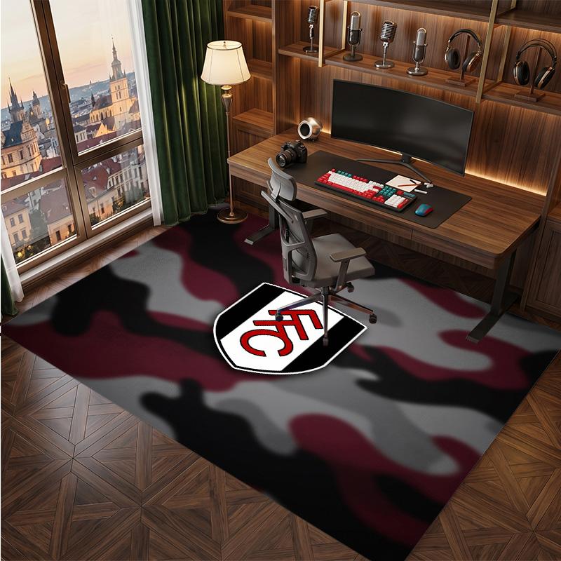 Fulham Football Print Crystal Velvet Rug, Comfortable Water Absorbent Non Slip Indoor Floor Carpet