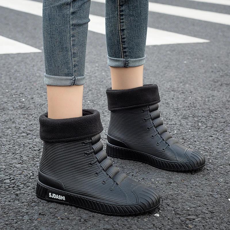 Men's Rain Boots, Four Seasons, Medium Tube Rain Shoes, Kitchen Waterproof And Anti Slip Outdoor Fishing Rubber Shoes