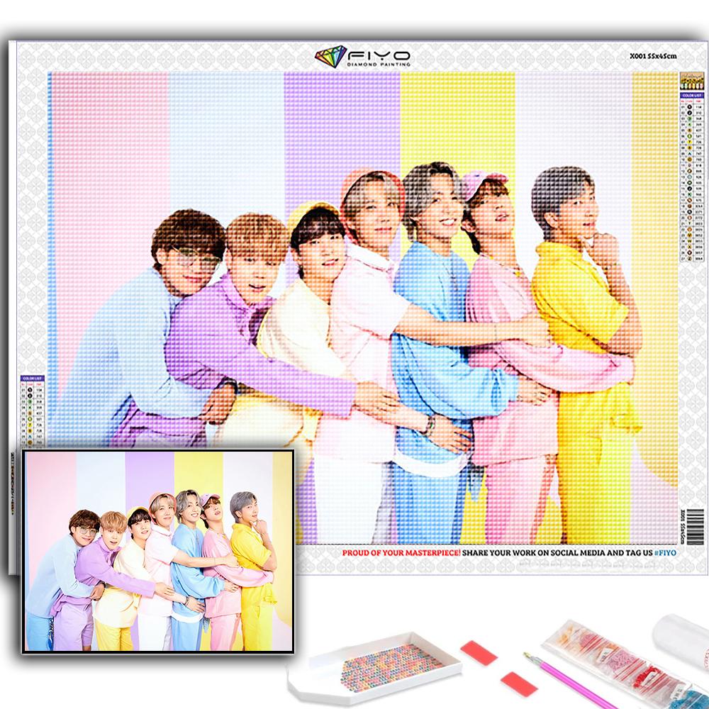 5D DIY Diamond Painting Cross Stitch Korean Boy Group Diamond Embroidery Mosaic Wall Art Home Decoration