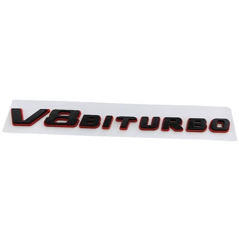 

3D ABS Black Red Car Letters Logo V8 BITURBO Side Fender Badge Emblem Decal For Mercedes Benz AMG C63 E63S SL63 GLC63 G63 GLE63S 1PCS