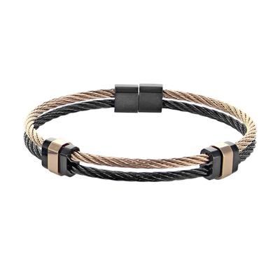 [R5116] - Steel Bracelet 'Peaceful' Pink Black - 68x55x10 Mm