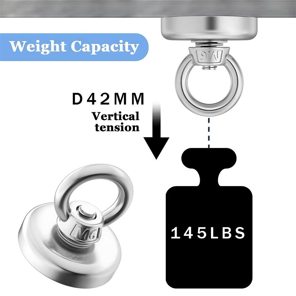 N52 D16-D48 Salvage Magnet Heavy Duty Search Magnets Strong Neodymium Magnet Deep Sea Fishing Magnets Mounting with Ring Eyebolt