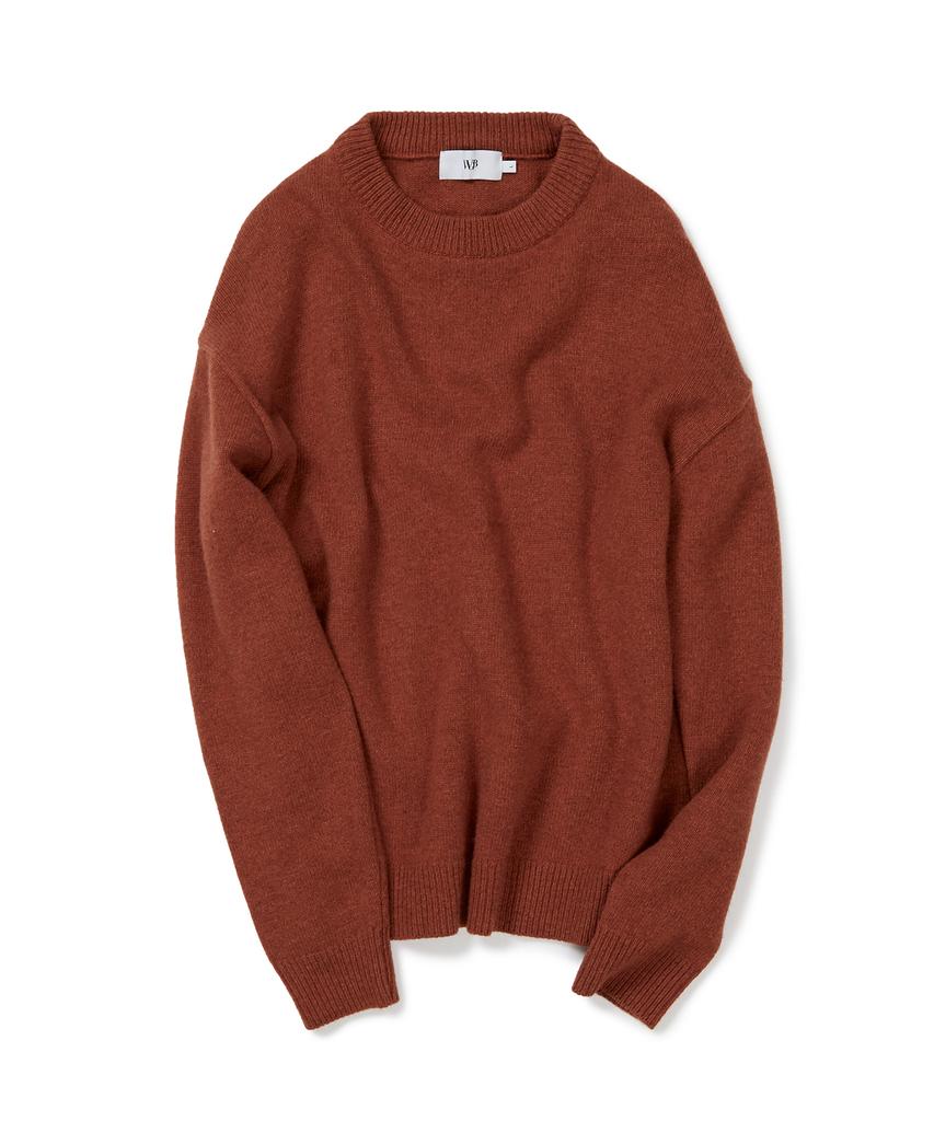 WEST GRAND BOULEVARD Semi-Over Wool Blended Knit Blood Orange