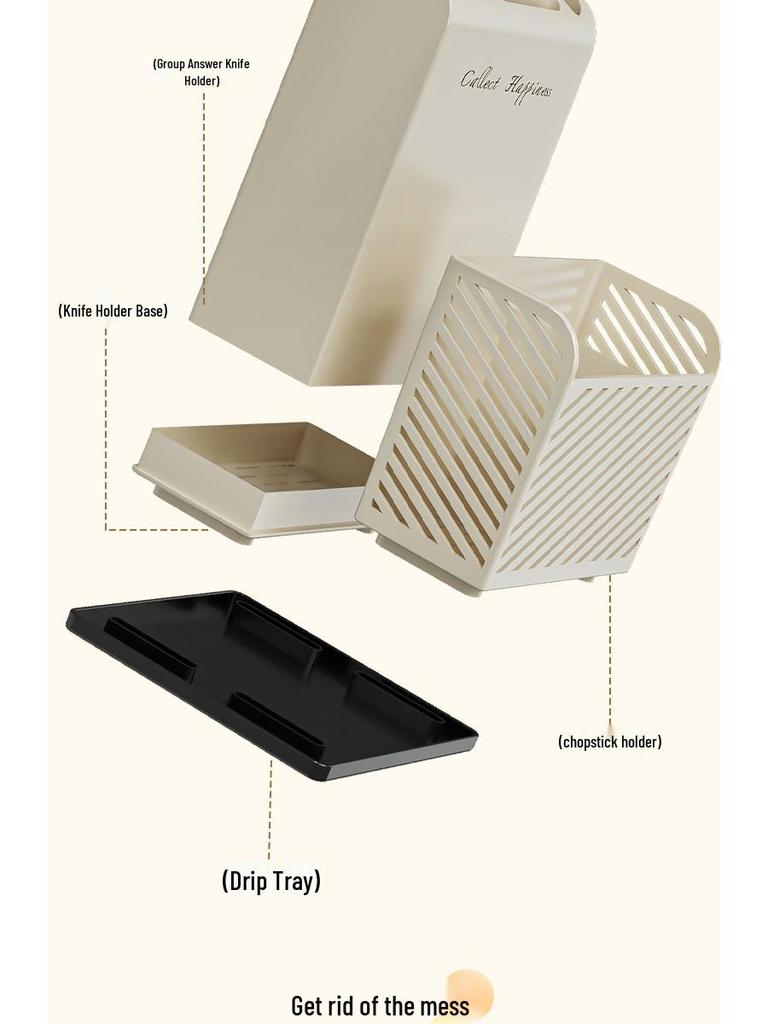 Kitchen Knife & Cutlery Storage Rack: Easy-to-Clean Organizer for Knives, Forks, Spoons, and Chopsticks