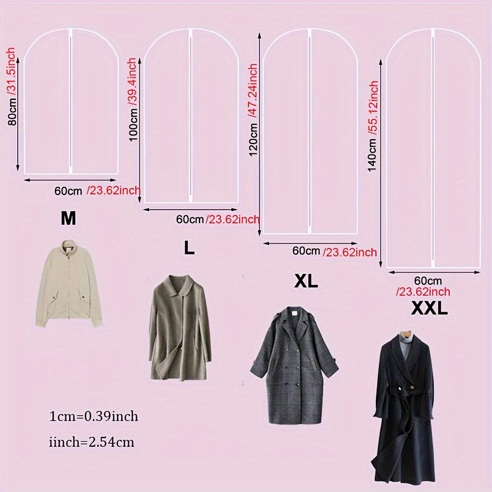 5pcs Durable Polyester Garment Dust Cover with Zipper Closure Long Hanging Clothes Bag for Coats Jackets & Wardrobe Organization