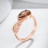 Anillo de Ala Brillante Marrón Zircón Natural para Mujer Color Oro Rosa Accesorios de Novia Joyería Diaria de Alta Calidad