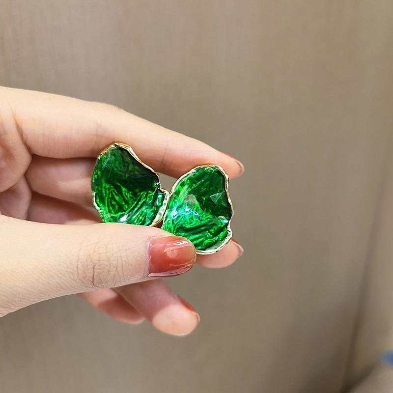 Classic Middle Women Girls Enamel Flower Earrings Ear Clip Vintage Elegant Lady High-end Party Banquet Accessories Jewelry