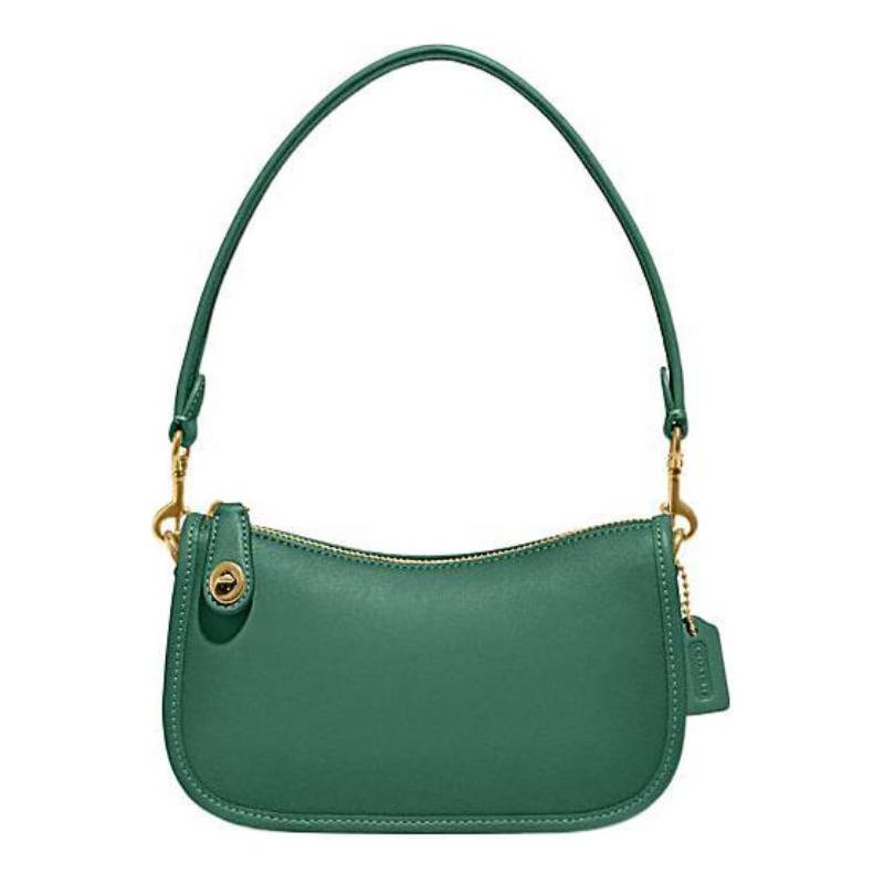 COACH Swinger 20 zipper closure cow leather armpit bag hand shoulder bag women's green