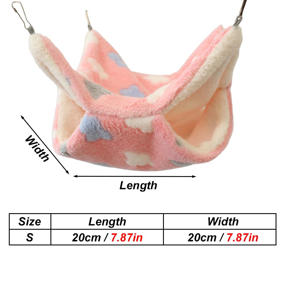 1 Stück Gemütliche Hängematte Haustiere Weich Warm Druck Schlafe Hängendes Bett Nest für Haustier Kleine Tiere Mäuse Hamster Eichhörnchen Plüsch Käfigzubehör