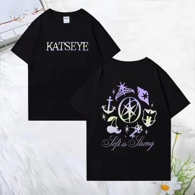Katseye Mode Bedrucktes T-Shirt Herren Damen Hohe Qualität Vintage T-Shirt Baumwoll Tops Hip Hop Streetwear Kurzarm T-Shirt