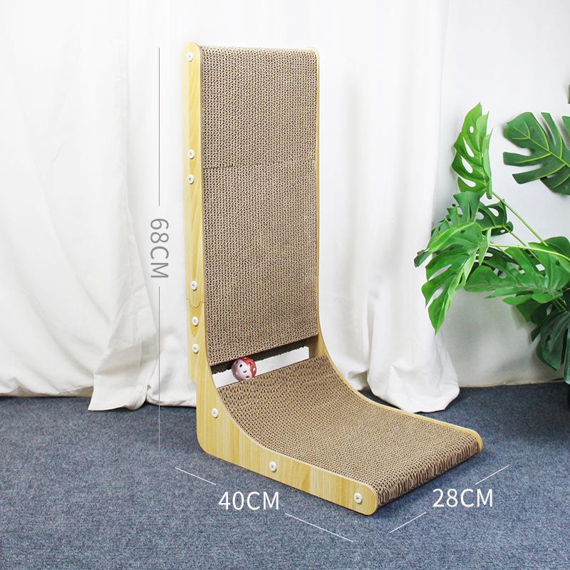 Large L-Shaped Wall-Mounted Cat Scratching Board and Bed Combo